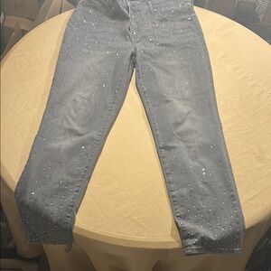 Chico's Gray Rhinestone Embellished Girlfriend Jeans 8
26.5” Length 15” waist